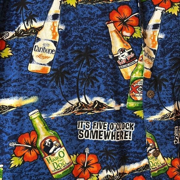 Big Dogs “It’s Five O’Clock Somewhere” Tropical Hawaiian Button Down - Size XL - Picture 4 of 9
